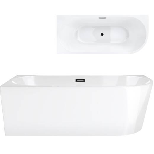 Corsan INTERO freestanding corner bathtub 170 x 73 Left-hand installation click-clack plug Black