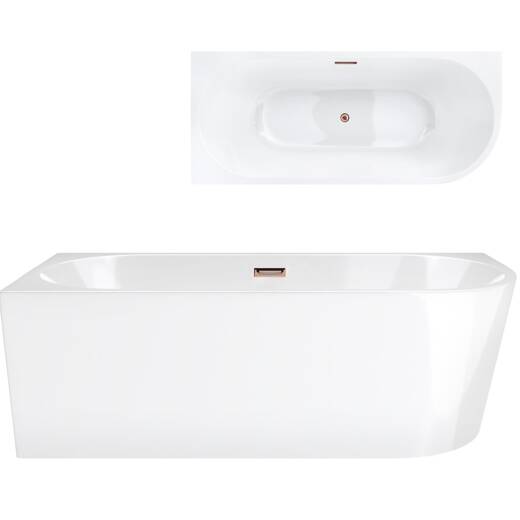 Corsan INTERO freestanding corner bathtub 170 x 73 Left-hand installation click-clack plug Copper / Rose Gold