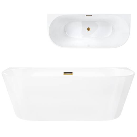 Corsan MONO wall-mounted freestanding bathtub 170 x 80 cm click-clack plug Gold