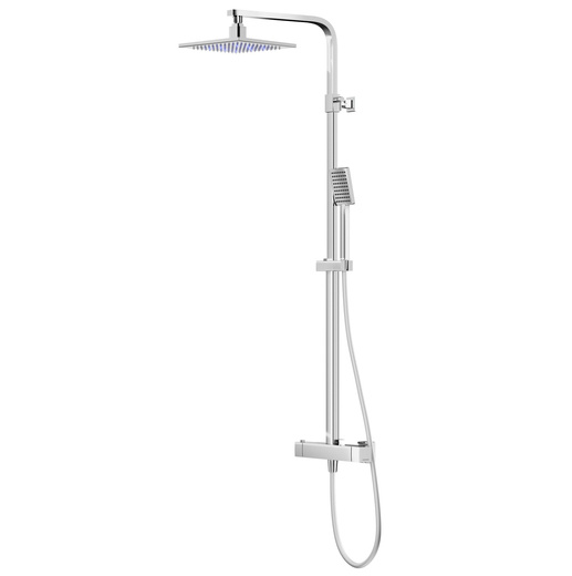 Shower set with thermostat Corsan ANGO column LED chrome rain shower