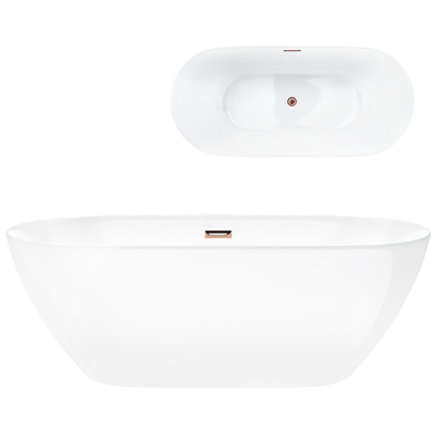 Corsan OLVENA freistehende Badewanne 170 x 75 cm Klick-Klack-Stöpsel Kupfer/RoséGolden