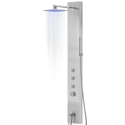 Corsan NEO Duschpaneel Thermostat Steel LED Regendusche Auslauf