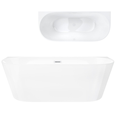 Corsan MONO Wandbadewanne freistehend 170 x 80 cm Klick-Klack-Stöpsel Weiß