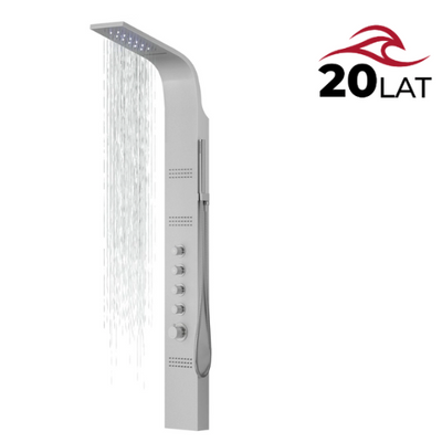 Corsan LED CASCADE Duschpaneel Mischbatterie Silber LED Regendusche