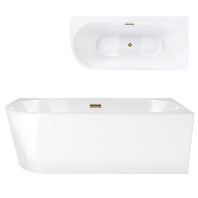 Corsan INTERO freistehende Eckbadewanne 160 x 74 mit breitem Rand Rechtsmontage Klick-Klack-Stöpsel Golden