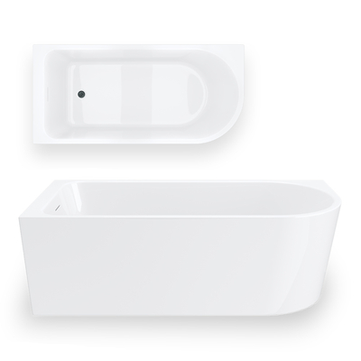 INVELIA V220LLGM corner bathtub 160x75 cm Left-hand installation Click-clack plug Gunmetal