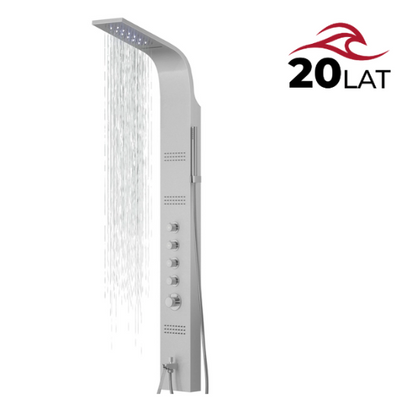Corsan LED CASCADE Duschpaneel Thermostat Silber LED Regendusche Auslauf