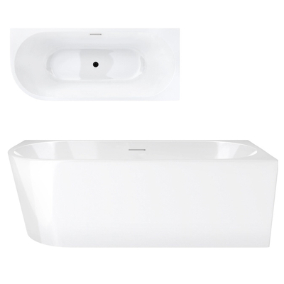 INTERO V230LPBL 160 cm Eckbadewanne Rechtsmontage Schlitz-Überlauf Click-Clack-Stopfen Schwarz