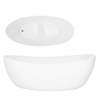 Freistehende Badewanne AVOLA V032XXLBRG 180 cm Click-Clack-Stopfen Gebürstetes Kupfer
