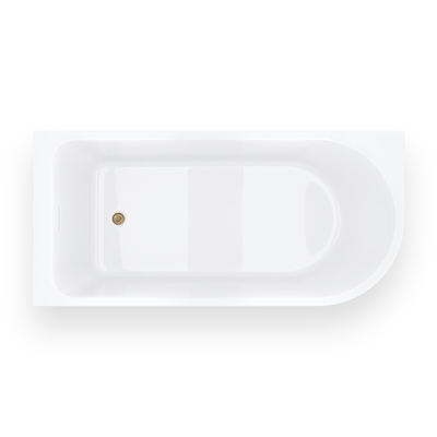 INVELIA V220LLBGL corner bathtub 160x75 cm Left-hand installation Click-clack plug Brushed gold