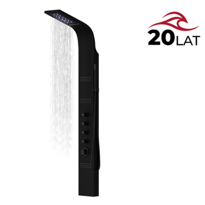 Corsan LED CASCADE Duschpaneel Mischbatterie Schwarz LED Regendusche