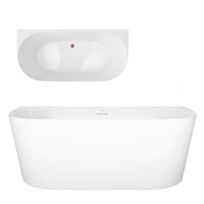 Badewanne wandhängend MONO V029XLSRG Slim 170 cm Click-Clack-Stopfen Roségold