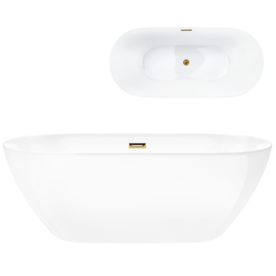 Corsan OLVENA freistehende Badewanne 170 x 75 cm Klick-Klack-Stöpsel Golden