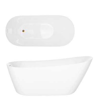 Freistehende Badewanne ESTELLA II SLIM V038XLGL 170 cm Click-Clack-Stopfen Gold