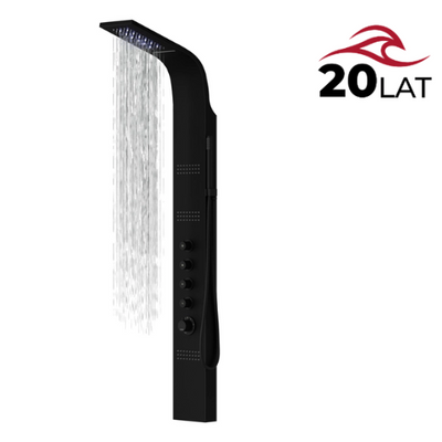 Corsan LED CASCADE Duschpaneel Thermostat Schwarz LED Regendusche