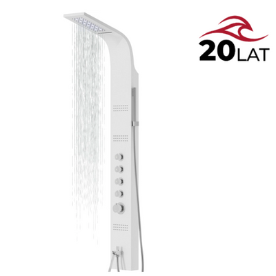 Corsan LED CASCADE Duschpaneel Mischbatterie Weiß LED Regendusche Auslauf