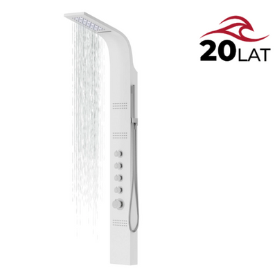 Corsan LED CASCADE Duschpaneel Mischbatterie Weiß LED Regendusche