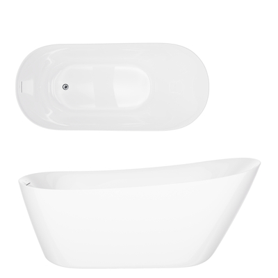 Freestanding bathtub ESTELLA II SLIM V038XLCH 170 cm Click-clack waste Chrome