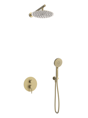 Recessed shower set LUGO Z03MBGL, rain showerhead 25cm, mixer, shower hose, brushed gold