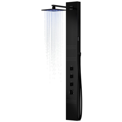 Corsan NEO Duschpaneel Mischbatterie Schwarzer Stahl LED-Regendusche