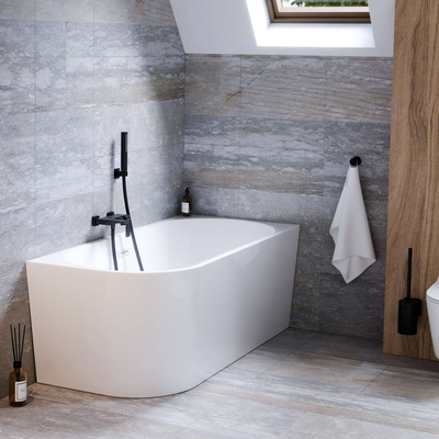 Corsan INTERO freistehende Eckbadewanne 170 x 73 Rechtsmontage Klick-Klack-Stöpsel Weiß