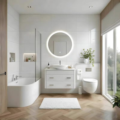 Corsan INTERO freistehende Eckbadewanne 160 x 74 mit breitem Rand Rechtsmontage Klick-Klack-Stöpsel Chrom