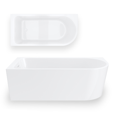 INVELIA V220XLLWH Eckbadewanne 170x80 cm Linksmontage Click-Clack-Stopfen Weiß