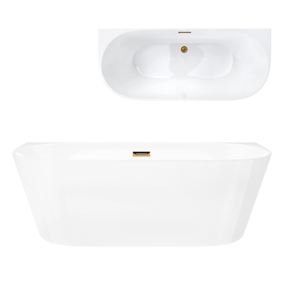 Wall-mounted bathtub MONO E029LSBGL Slim 160 cm Click-clack waste Brushed Gold