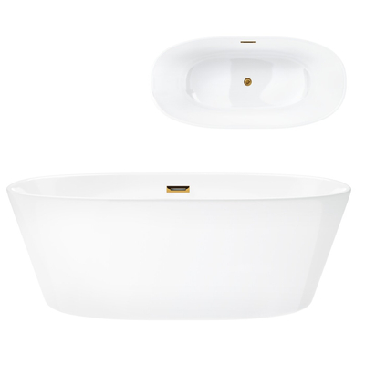 Corsan SALINA freistehende Badewanne 160 x 75 cm Klick-Klack-Stöpsel Golden