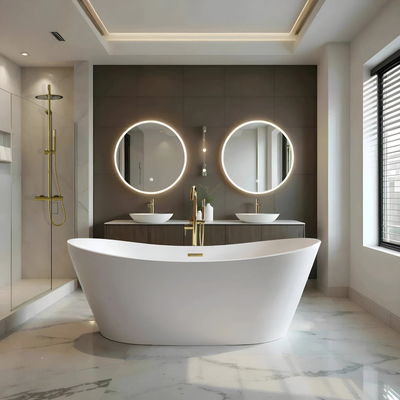 Corsan NAUTI free-standing bathtub 170 x 77 cm click-clack plug Gold