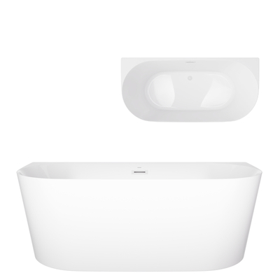 Wall-mounted bathtub MONO E029XLSWH Slim 170 cm Click-clack waste White