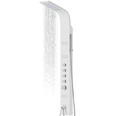 Corsan LED CASCADE Duschpaneel Thermostat Weiß LED Regendusche Auslauf