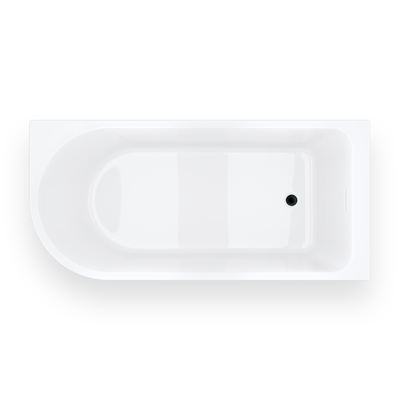 INVELIA V220LPBL corner bathtub 160x75 cm Right-hand installation Click-clack plug Black