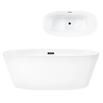 Corsan SALINA freistehende Badewanne 160 x 75 cm Klick-Klack-Stöpsel Schwarz