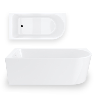 INVELIA V220XLLBL Corner Bath 170x80 cm Left-handed Installation Click-clack Waste Black