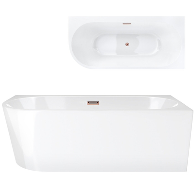 Corsan INTERO freistehende Eckbadewanne 170 x 80 mit breitem Rand Rechtsmontage Klick-Klack-Stöpsel Kupfer/RoséGolden