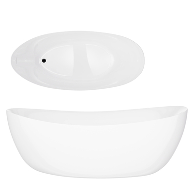 Freistehende Badewanne AVOLA V032XXLBL 180 cm Click-Clack-Stopfen Schwarz