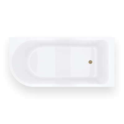 INVELIA V220LPBGL corner bathtub 160x75 cm Right-hand installation Click-clack plug Brushed gold