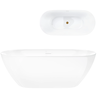 Freistehende Badewanne OLVENA V041XLGL 170 cm Click-Clack-Stopfen Gold