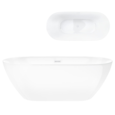 Corsan OLVENA freistehende Badewanne 160 x 76 cm Klick-Klack-Stöpsel Weiß