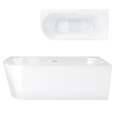 Corsan INTERO freistehende Eckbadewanne 160 x 74 Rechtsmontage Klick-Klack-Stöpsel Weiß