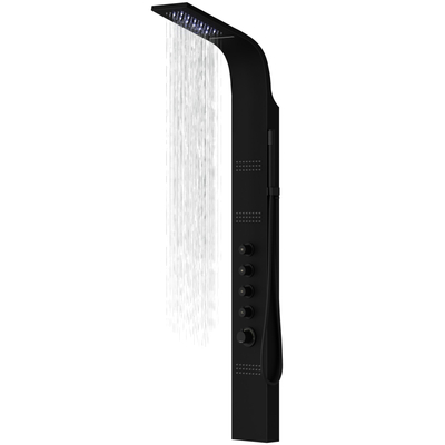 Corsan LED CASCADE Duschpaneel Mischbatterie Schwarz LED Regendusche