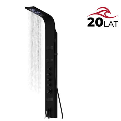 Corsan LED CASCADE Duschpaneel Thermostat Schwarz LED Regendusche Auslauf