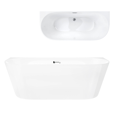 Wall-mounted bathtub MONO E029XLSCH Slim 170 cm Click-clack waste Chrome
