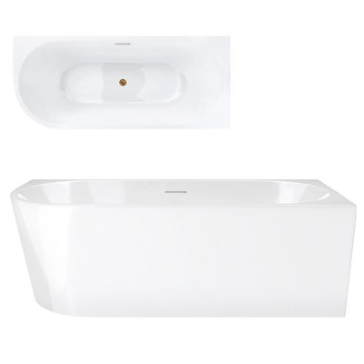 INTERO V230SPGL 140 cm Eckbadewanne Rechtsmontage Schlitz-Überlauf Click-Clack-Stopfen Gold