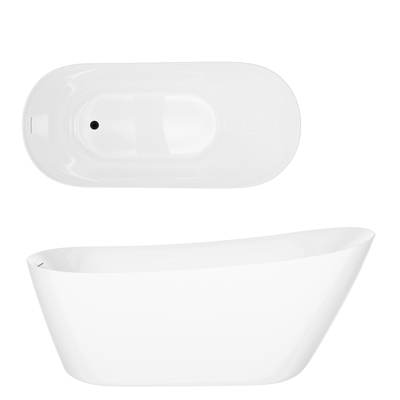 Freestanding bathtub ESTELLA II SLIM V038XLBL 170 cm Click-clack waste Black