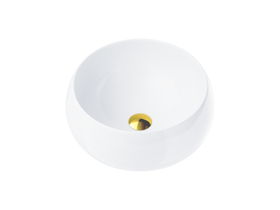 Corsan 649926 countertop washbasin, round, 400x400x160 mm with gold click-clack plug