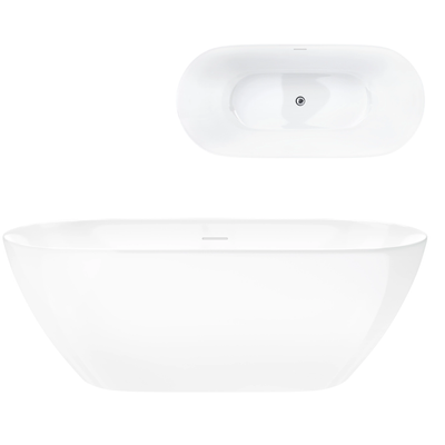 Freistehende Badewanne OLVENA V041XLCH 170 cm Click-Clack-Stopfen Chrom