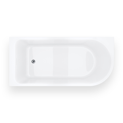 INVELIA V220LLCH corner bathtub 160x75 cm Left-hand installation Click-clack plug Chrome