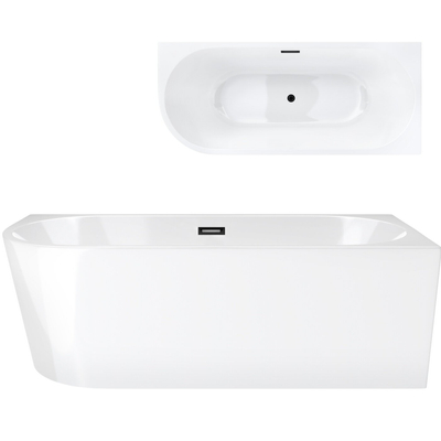 Corsan INTERO freistehende Eckbadewanne 170 x 73 Rechtsmontage Klick-Klack-Stöpsel Schwarz